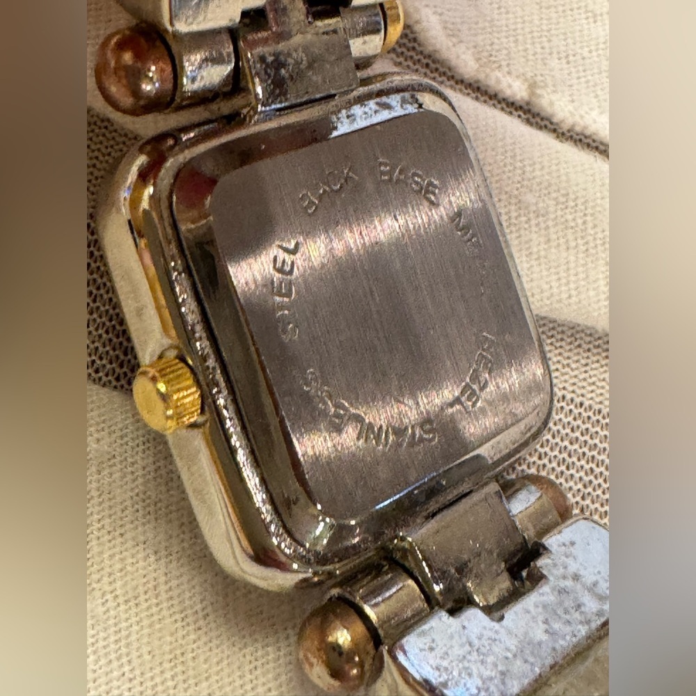 Collezio Abalone Women Vintage Cuff Watch Silver with Gold Detailing Square Face - Picture 9 of 9